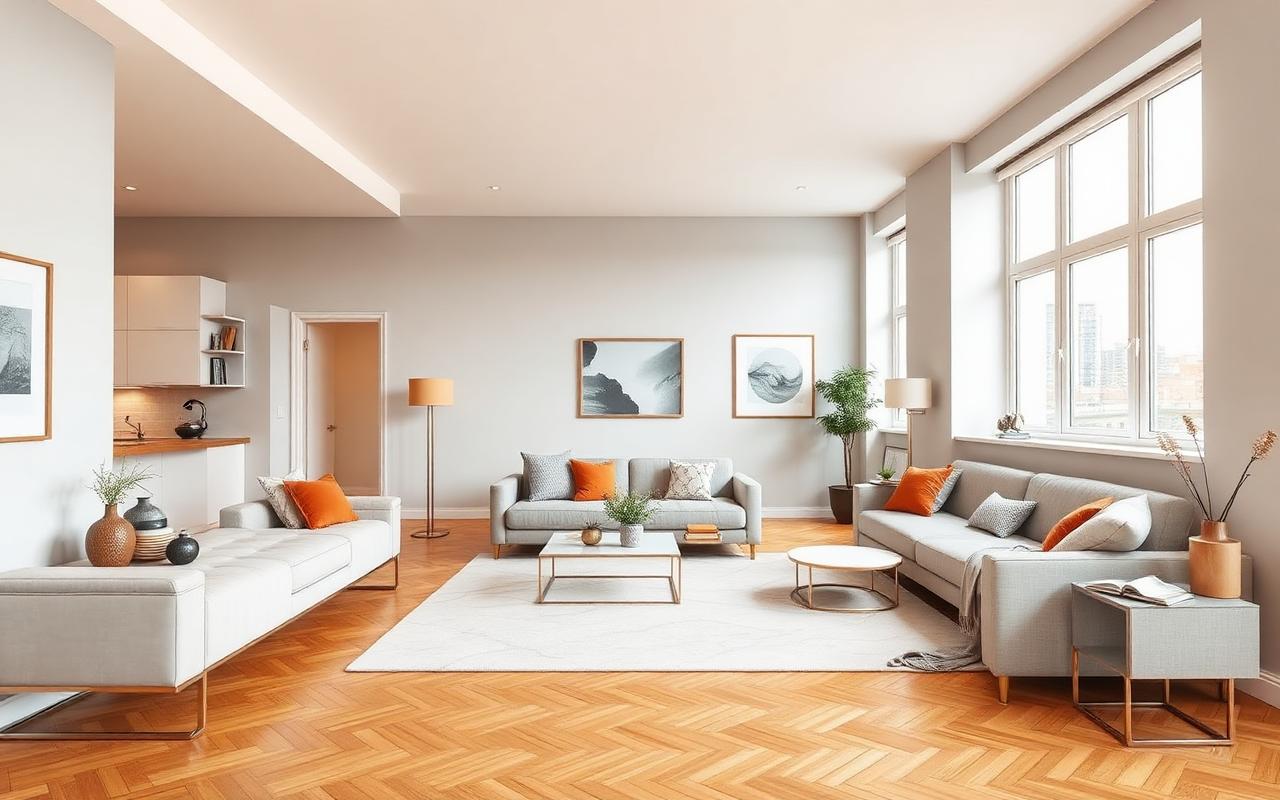 Freshly refurbished modern rental apartment interior