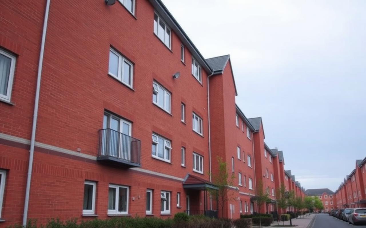 Council housing block with well-maintained brickwork